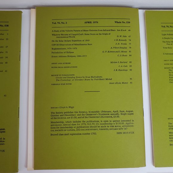 Vintage Journals of the Royal Astronomical Society of Canada Volume Set 70 1976 - Picture 4 of 9